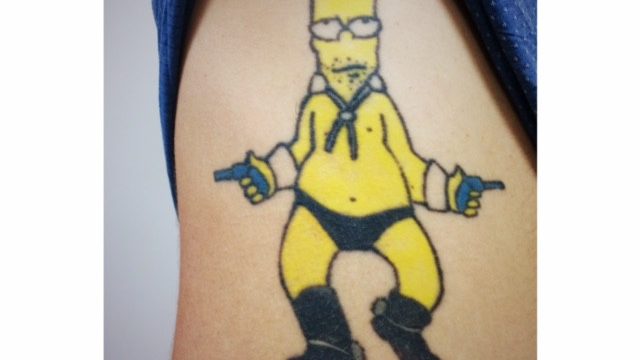 a-tattoo-of-bart-simpson-as-an-adult-cowboy-themed-exotic-dancer