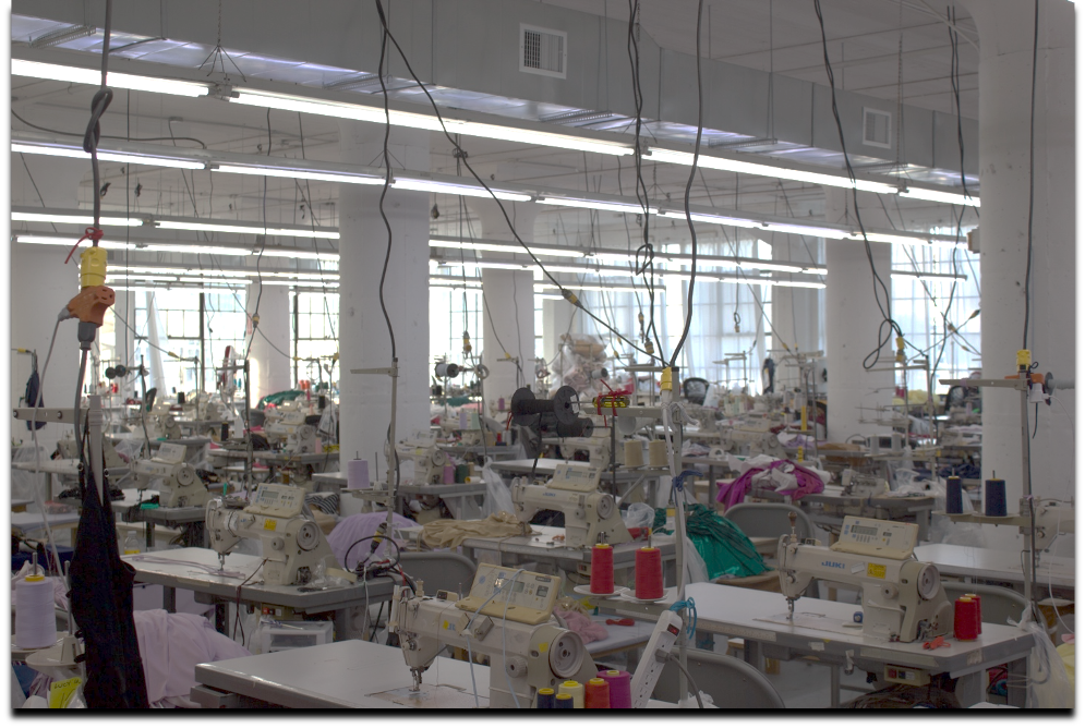 A picture of the interior of a garment factory in Los Angeles